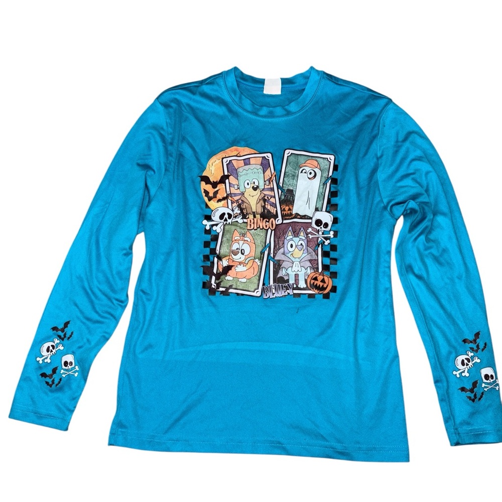 Halloween Custom Bluey Kids Long Sleeve Graphic Shirt
